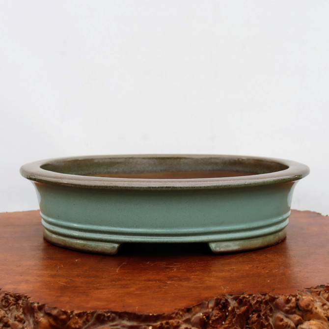 16-Inch Green Glazed Yixing Bonsai Pot (No. 2413a)