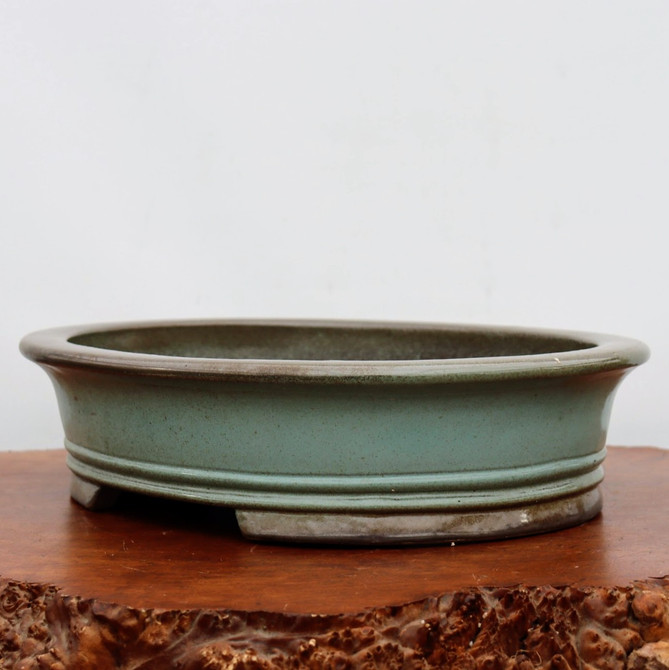16-Inch Green-Ish Glazed Yixing Bonsai Pot (No. 2413c)