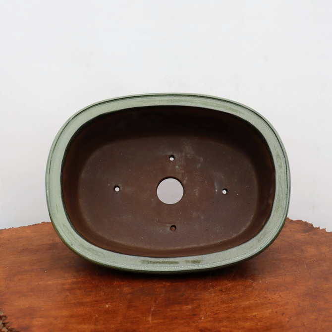 14-Inch Green Glazed Yixing Bonsai Pot (No. 2409b)
