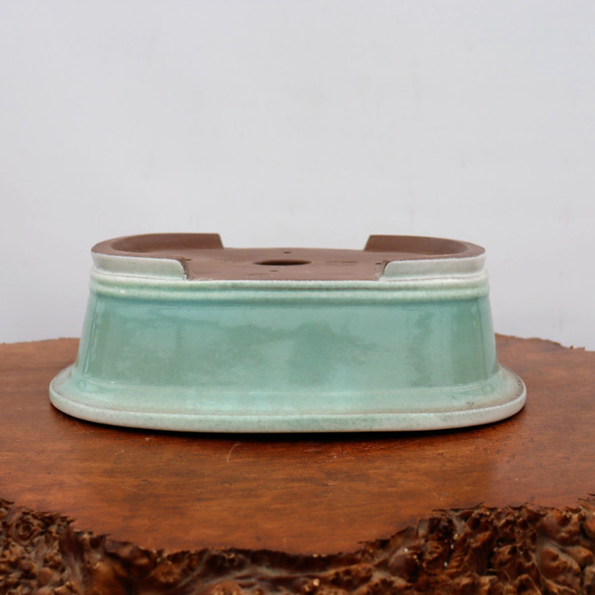 14-Inch Green-ish Glazed Yixing Bonsai Pot (No. 2409h)