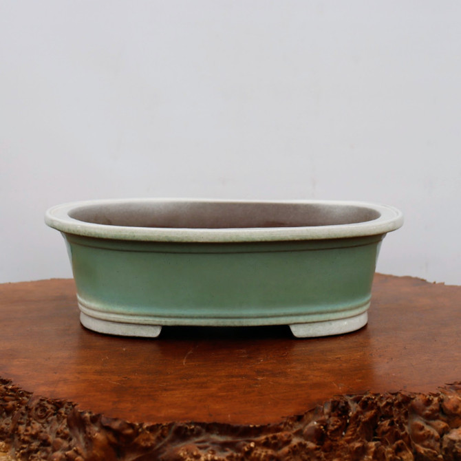 14-Inch Green-ish Glazed Yixing Bonsai Pot (No. 2409h)