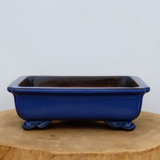 10-Inch Blue Glazed Yixing Bonsai Pot (No. 2403b)