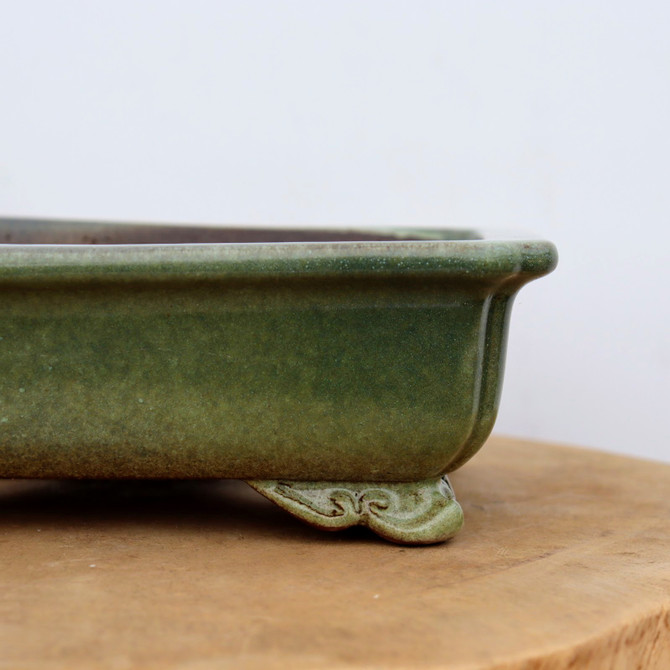 10-Inch Green Glazed Yixing Bonsai Pot (No. 2403c)