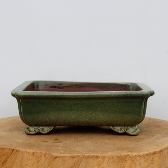 10-Inch Green Glazed Yixing Bonsai Pot (No. 2403c)