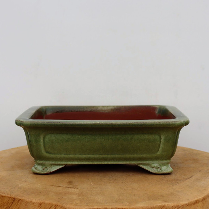 9-Inch Green Glazed Yixing Bonsai Pot (No. 2404b)