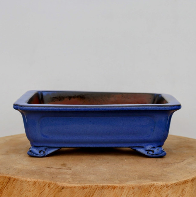 9-Inch Blue Glazed Yixing Bonsai Pot (No. 2404d)