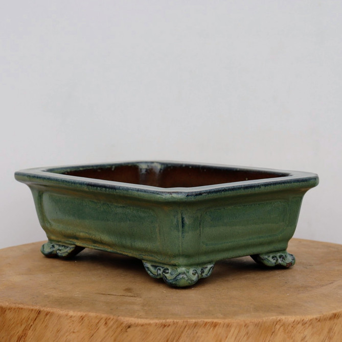 9-Inch Green Glazed Yixing Bonsai Pot (No. 2404e)