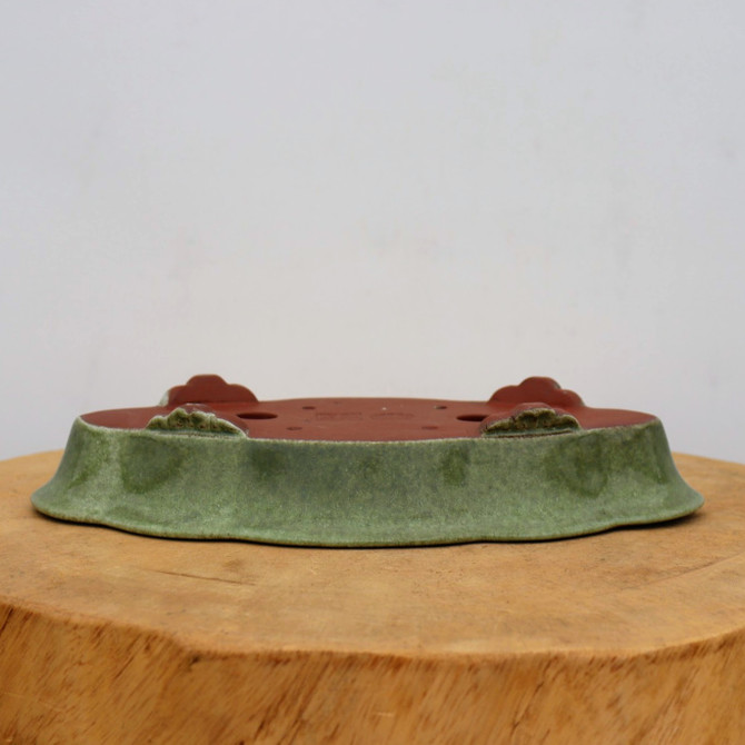 11-Inch Green Glazed Yixing Bonsai Pot (No. 2401b)