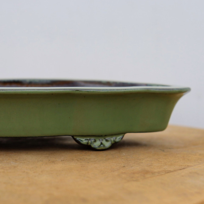 11-Inch Green Glazed Yixing Bonsai Pot (No. 2401e)