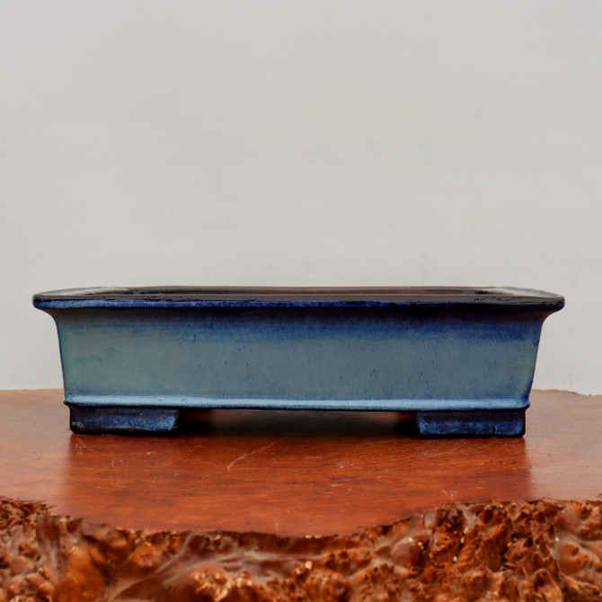 14-Inch Blue Glazed Yixing Bonsai Pot (No. 2408d)