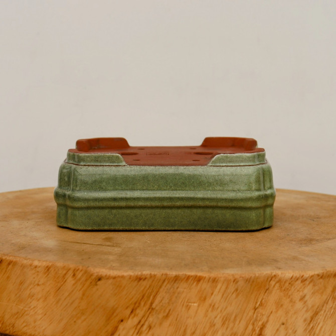 6-Inch Green Glazed Yixing Bonsai Pot (No. 2399a)