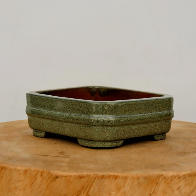 6-Inch Green Glazed Yixing Bonsai Pot (No. 2399c)