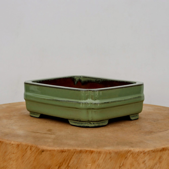6-Inch Green Glazed Yixing Bonsai Pot (No. 2399e)