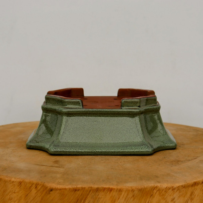 7-Inch Green Glazed Yixing Bonsai Pot (No. 2411e)