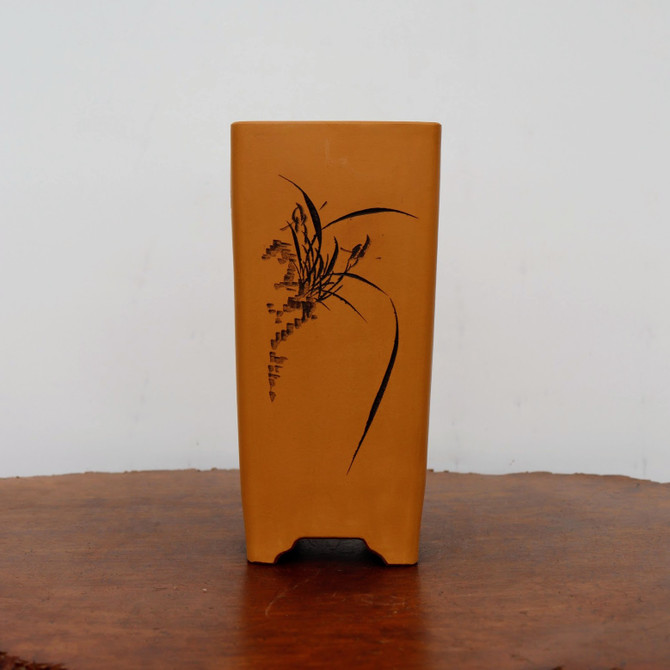 5-Inch Etched Glazed Yixing Bonsai Pot (No. 2427)