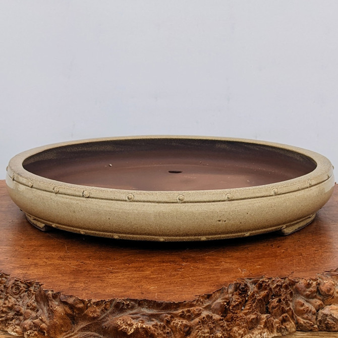 17-Inch Round Glazed Yixing Bonsai Pot (No. 2372b)