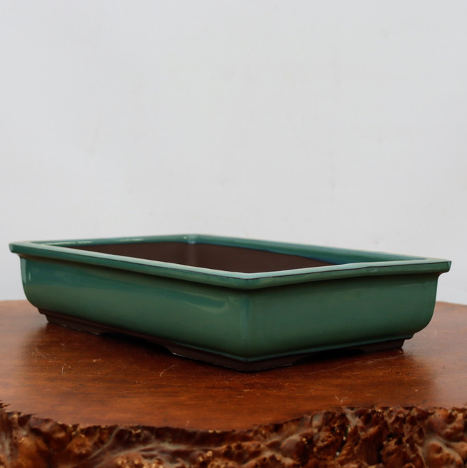 13-15" Green Glazed Japanese Bonsai Pot (No. 1529)