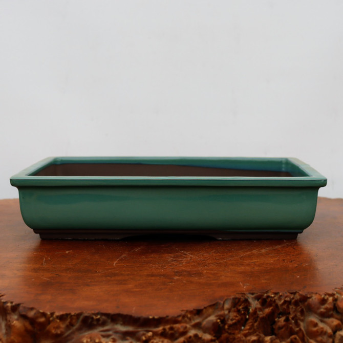 13-15" Green Glazed Japanese Bonsai Pot (No. 1529)