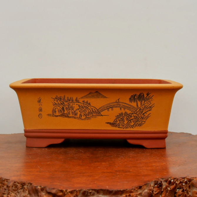 14" Etched Yixing Bonsai Pot (No. 2192)