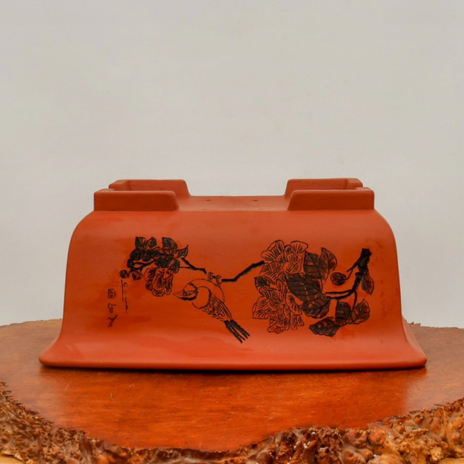 18" Etched Yixing Bonsai Pot (No. 2172)