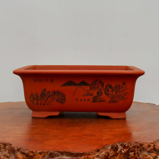 13" Etched Yixing Bonsai Pot (No. 2185)