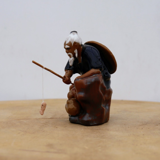 Chinese Mudman Figurine With Fishing Pole (No. 143)