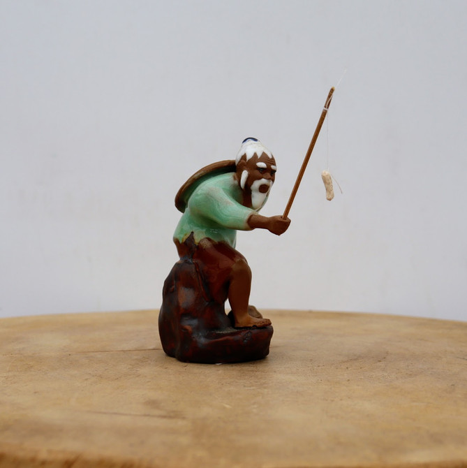 Chinese Mudman Figurine With Fishing Pole (No. 144)