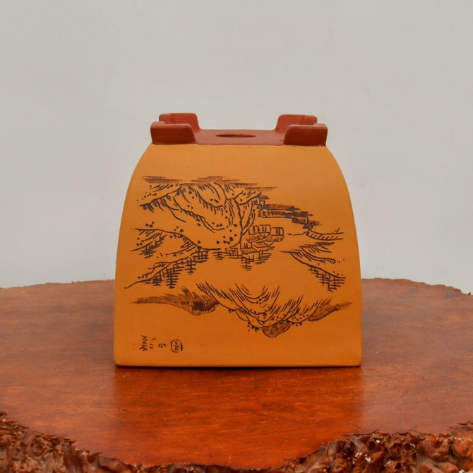 8" Etched Cascade Yixing Bonsai Pot (No. 2208)