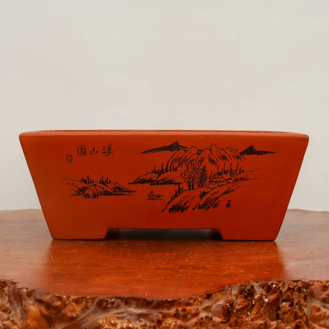 13" Etched Yixing Bonsai Pot (No. 2180)