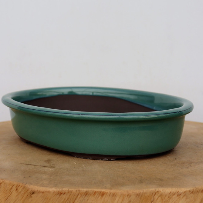 9-12" Green Glazed Japanese Bonsai Pot (No. 1552)