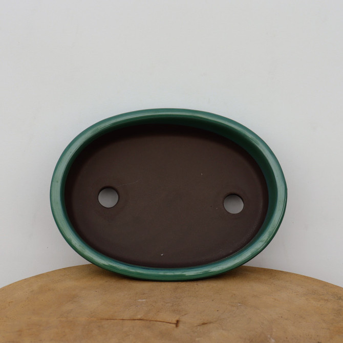 9-12" Green Glazed Japanese Bonsai Pot (No. 1552)