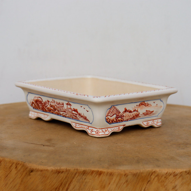 7" Painted Yixing Bonsai Pot (No. 2125d)