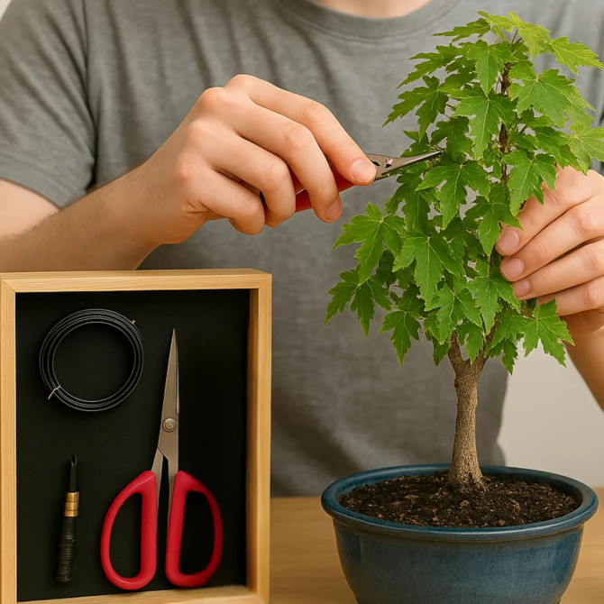 Trident Maple Bonsai Kit – Outdoor Tree with Ceramic Pot, Tools, Fertilizer & Beginner’s Guide