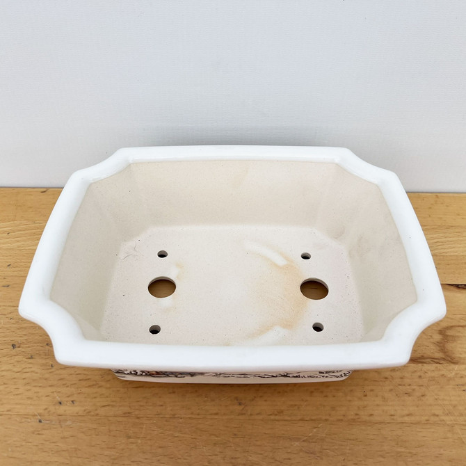 9-Inch Painted Glazed Rectangle Yixing Bonsai Pot (No. 2518) - Limited Qty