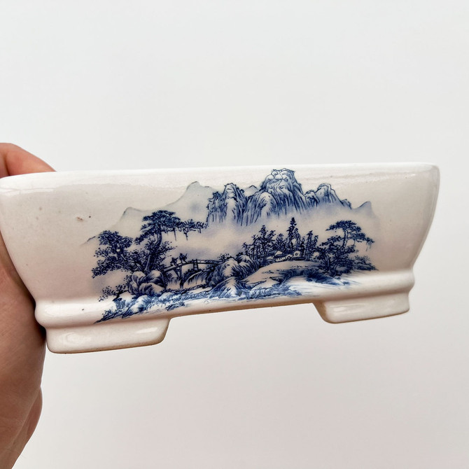 7-Inch Painted Glazed Rectangle Yixing Bonsai Pot (No. 2519b) - Limited Qty