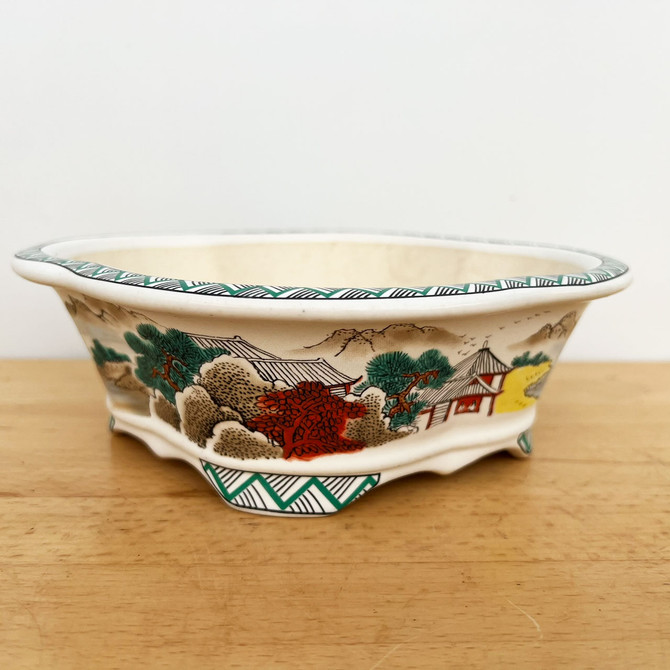 8-Inch Glazed Painted Yixing Bonsai Pot (No. 2515)