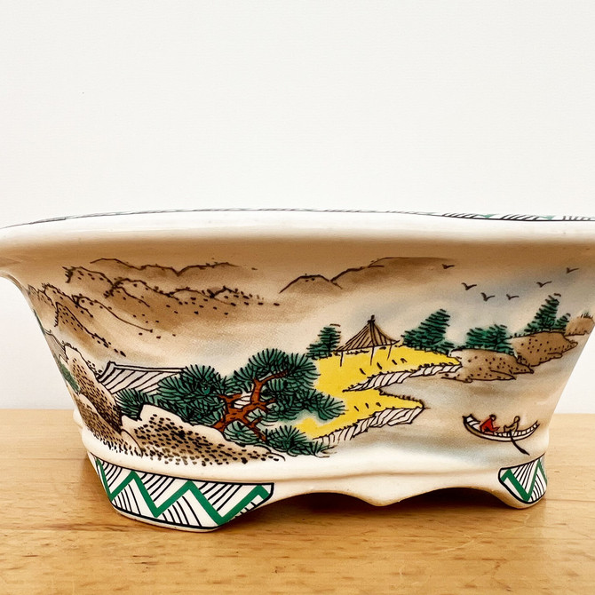 8-Inch Glazed Painted Yixing Bonsai Pot (No. 2515)