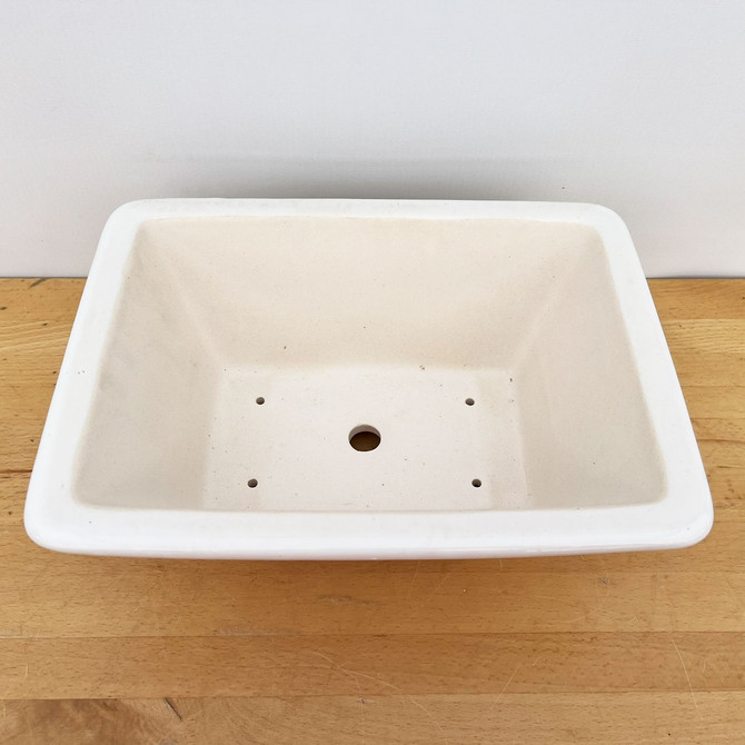 12-Inch Glazed Painted Rectangle Yixing Bonsai Pot (No. 2516c) - Limited Qty