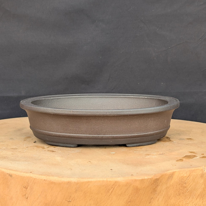 8.5-Inch Show Quality Unglazed Oval Yixing Ceramic Bonsai Pot (No. 2496)