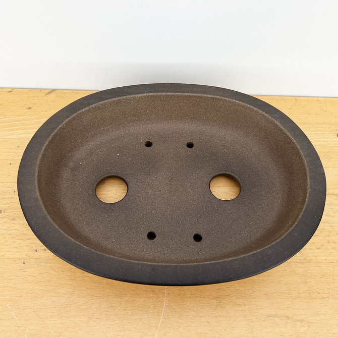 10-Inch Show Quality Unglazed Oval Yixing Ceramic Bonsai Pot (No. 2540)