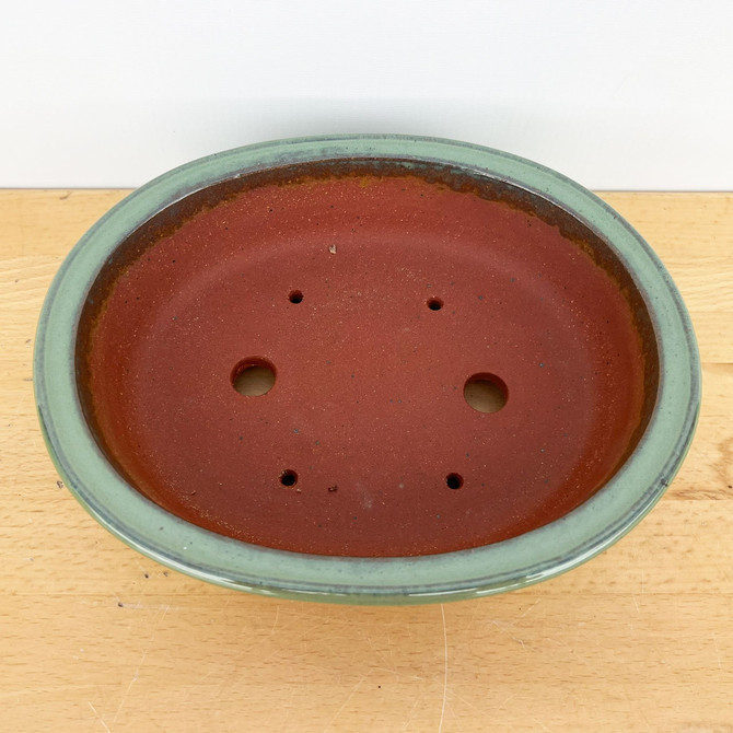 9-Inch Green"ish" Glazed Yixing Ceramic Bonsai Pot (No. 2546)