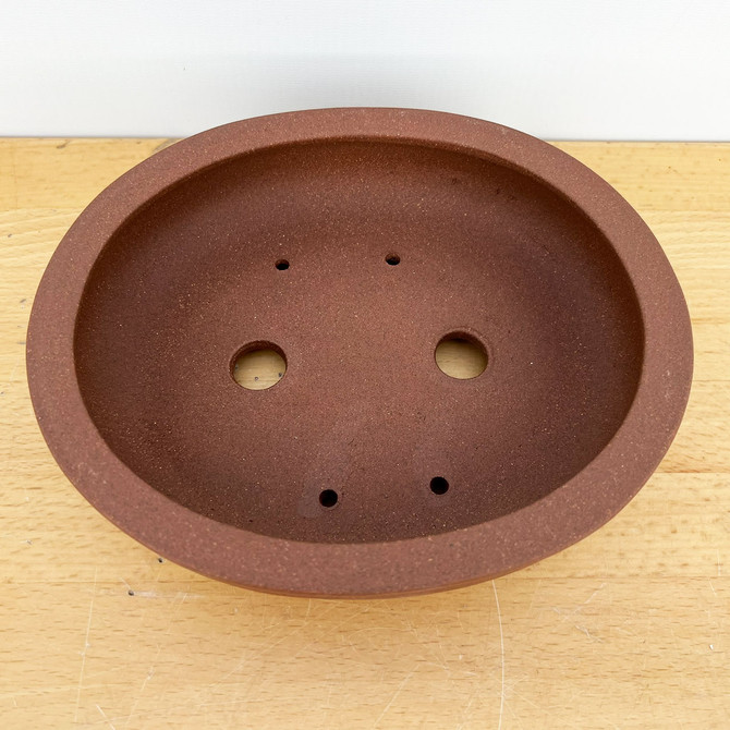 8-Inch Unglazed Oval Yixing Ceramic Bonsai Pot (No. 2554)