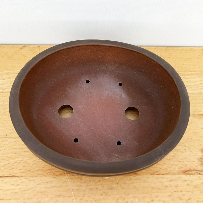6-Inch Unglazed Oval Yixing Ceramic Bonsai Pot (No. 2553)