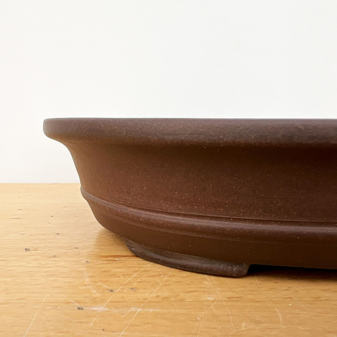 10-Inch Unglazed Oval Yixing Ceramic Bonsai Pot (No. 2497)
