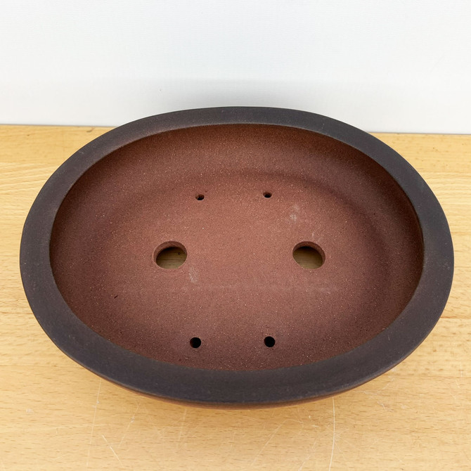 9.5-Inch Unglazed Oval Yixing Ceramic Bonsai Pot (No. 2495)