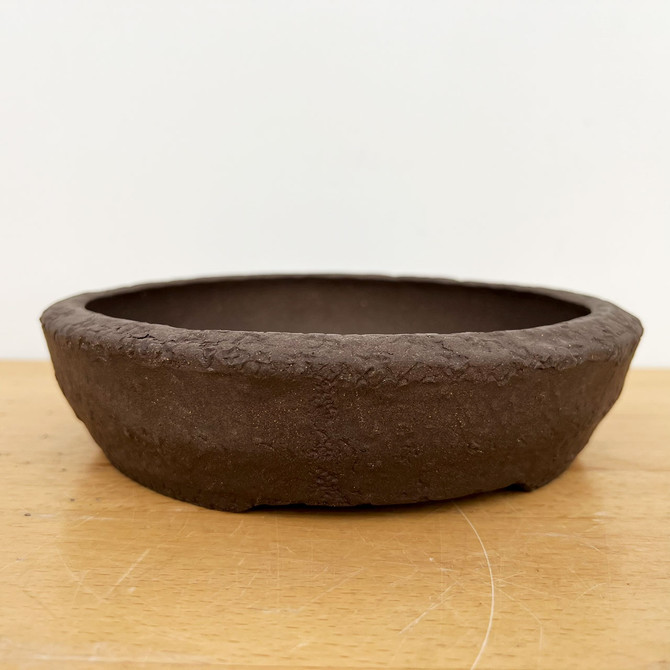 8-Inch Unglazed Rustic Round Yixing Ceramic Bonsai Pot (No. 2503a)