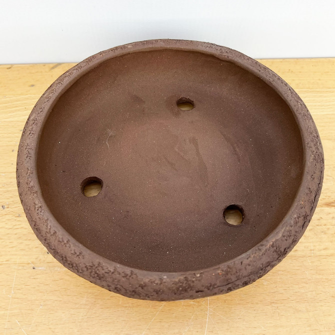 8-Inch Unglazed Rustic Round Yixing Ceramic Bonsai Pot (No. 2503c)