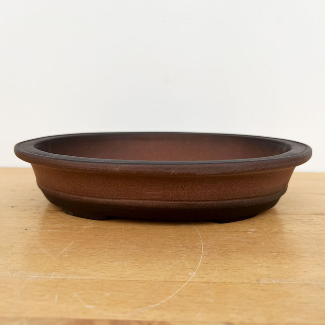 10-Inch Unglazed Oval Yixing Ceramic Bonsai Pot (No. 2499)