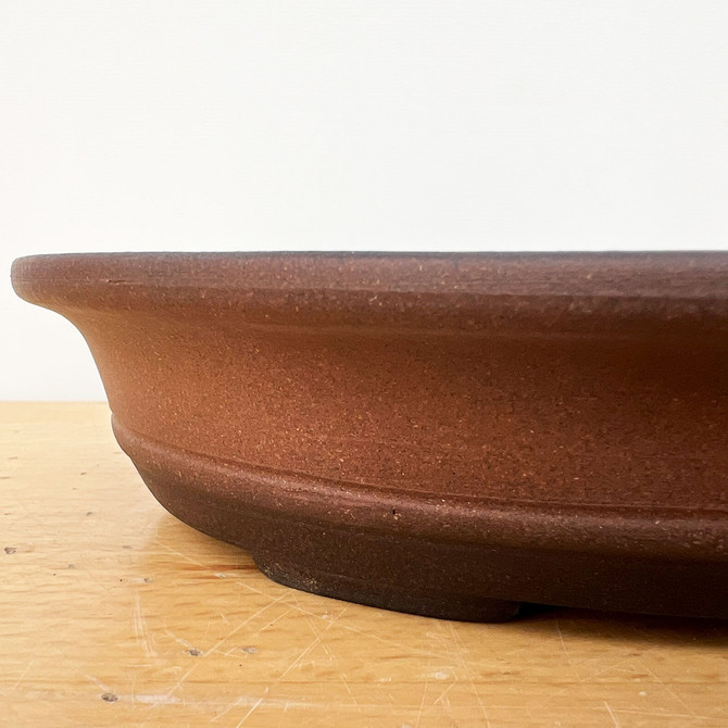 10-Inch Unglazed Oval Yixing Ceramic Bonsai Pot (No. 2499)