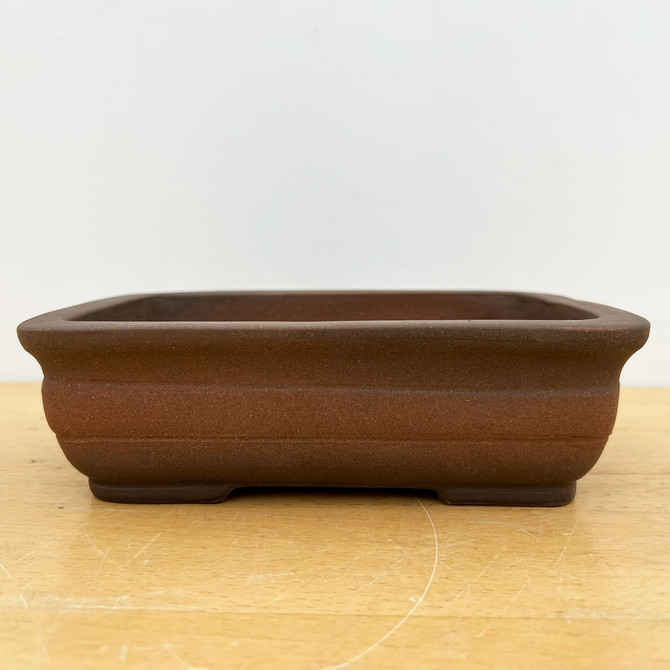 8-Inch Unglazed Rectangle Yixing Ceramic Bonsai Pot (No. 2500)